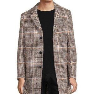 Scotch & Soda Overcoat Topcoat Plaid Wool Tweed